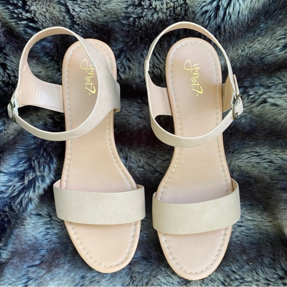 Y-Not Strapped heeled cream sandals Size 10M
